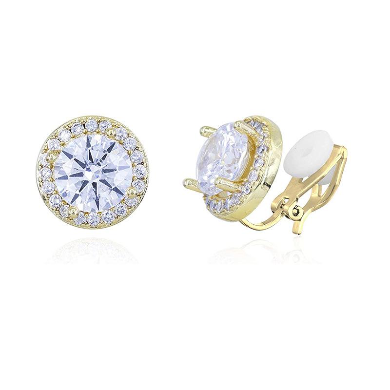 5628 Earring Clip with Colorful Zircon Stone Brass Material for Women