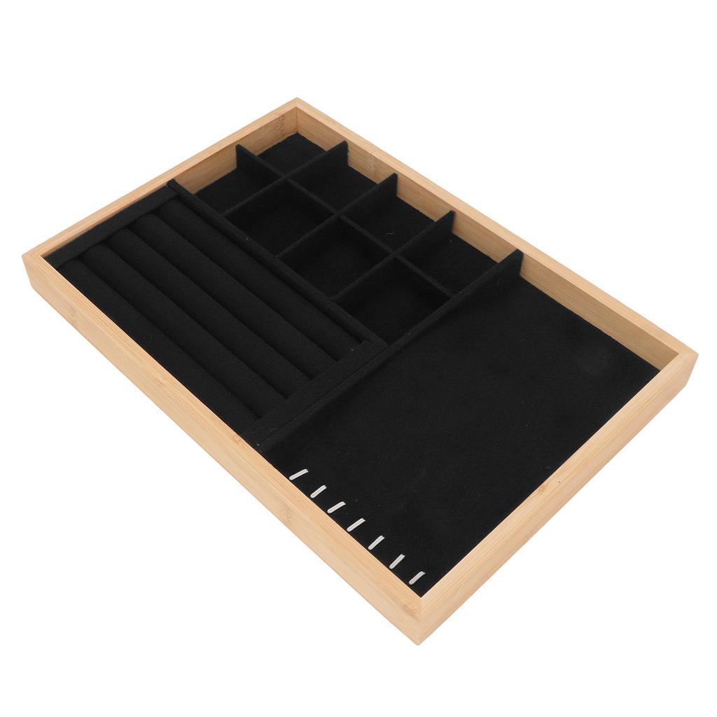 Jewelry Drawer Insert Multipurpose Triple Use Jewelry Display Tray for Ring Earring Bangle Bracelet Necklace Black