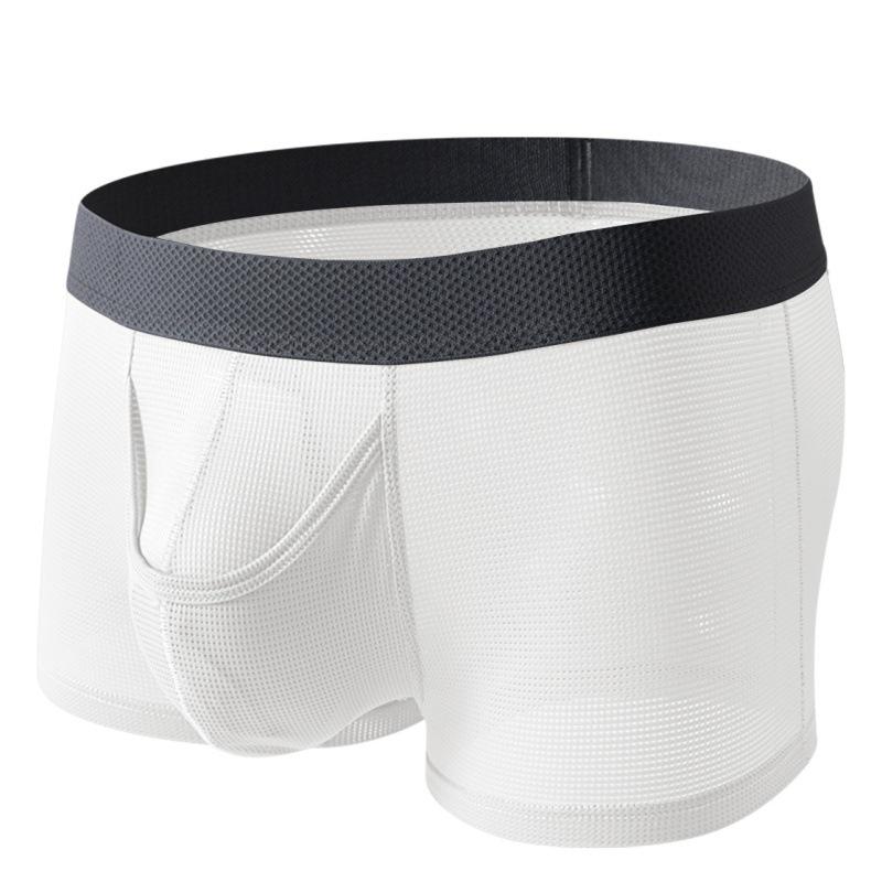 Men's Spring and Summer New Gun Egg Separation Open Free Ice Mesh Breathable Flat Briefs