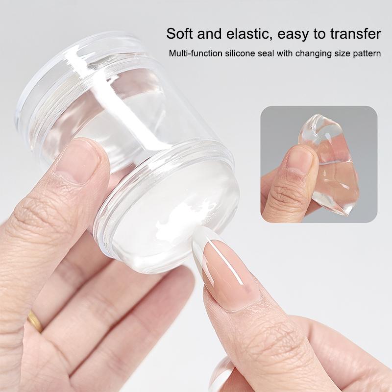 Double Headed French Nail Art Stamper With A Nail Scraper Silicone Clear Head Nail Mold Stamping Template For Diy Manicure Size