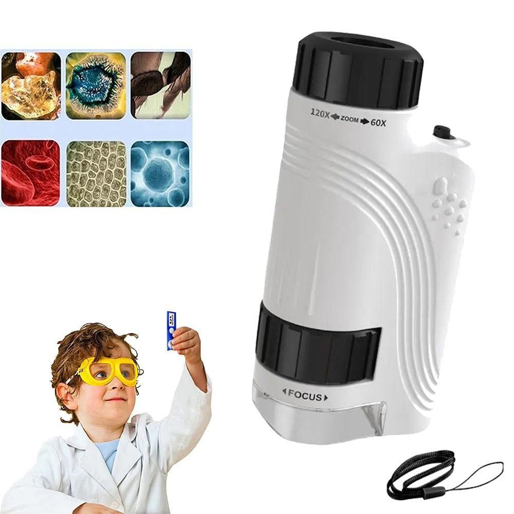 With LED Light Portable Handheld Microscope Toy Mini Microscope for Kids  Student Science Lab