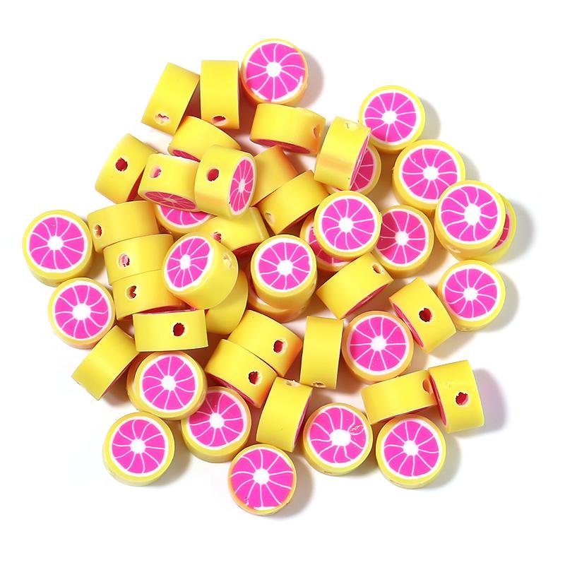 50pcs Fruit Soft Polymer Clay Beads Pottery Loose Spacer Beads For Jewelry Making DIY Bracelets Necklace Earrings Accessories