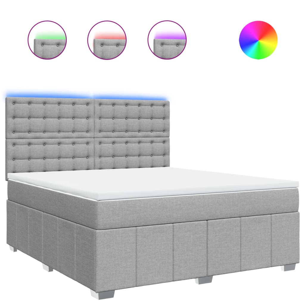 Vidaxl Letto Continentale Con Materasso, Grigio Chiaro, Tessuto, 180X200Cm