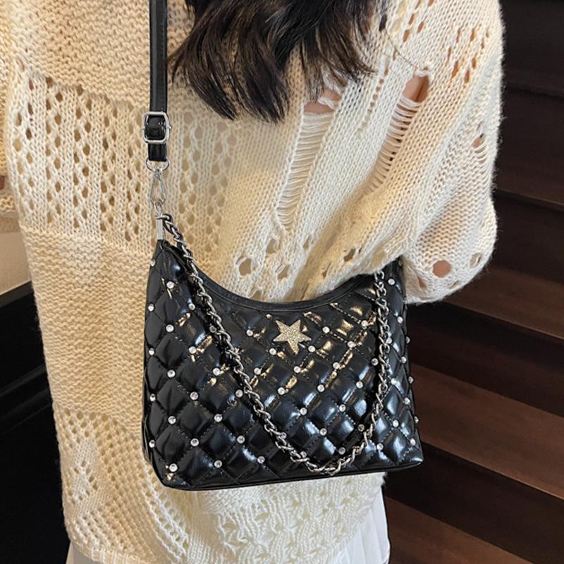 Rhombus Chain Bag Women's 2025 Summer New Niche Casual Messenger Bag High Value Foreign Style Shoulder Armpit Bag