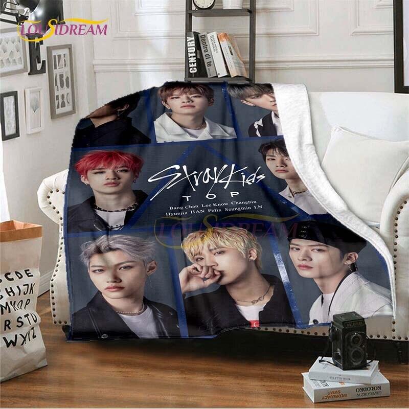 Nieuw Kpop Sterren Stray Kids Plaid Zachte Dekens voor Bedden Bankhoes Winter Beddengoed Queen Size Kamer Decoratie Fans Cadeau Picknick