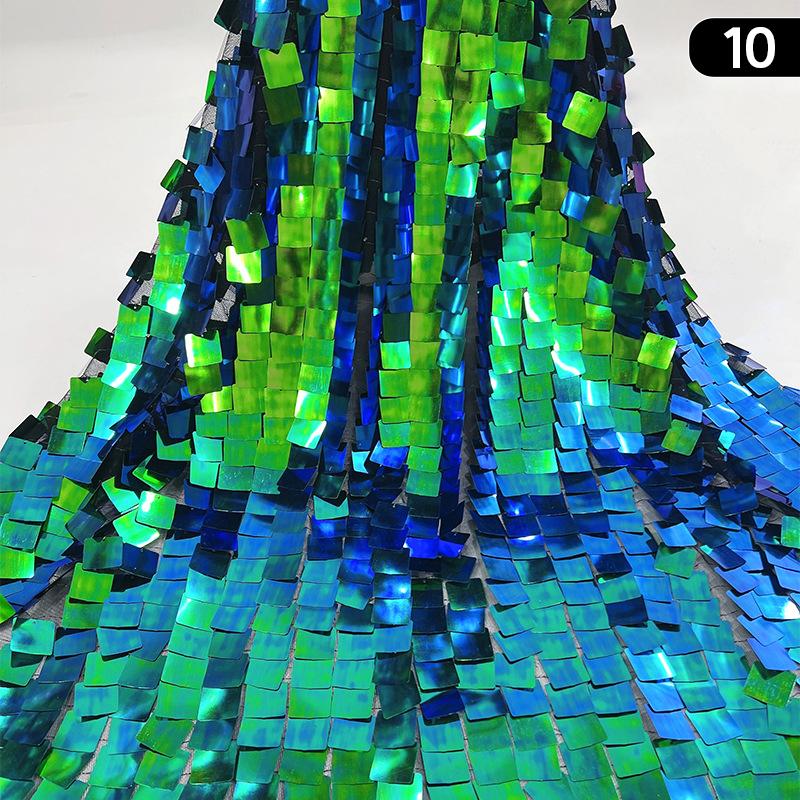 1 Yard Monochromatic Big Square Shiny Sequin Fabric DIY Party Costume Wedding Dress Clothing Home Textile Design Sewing Fabric