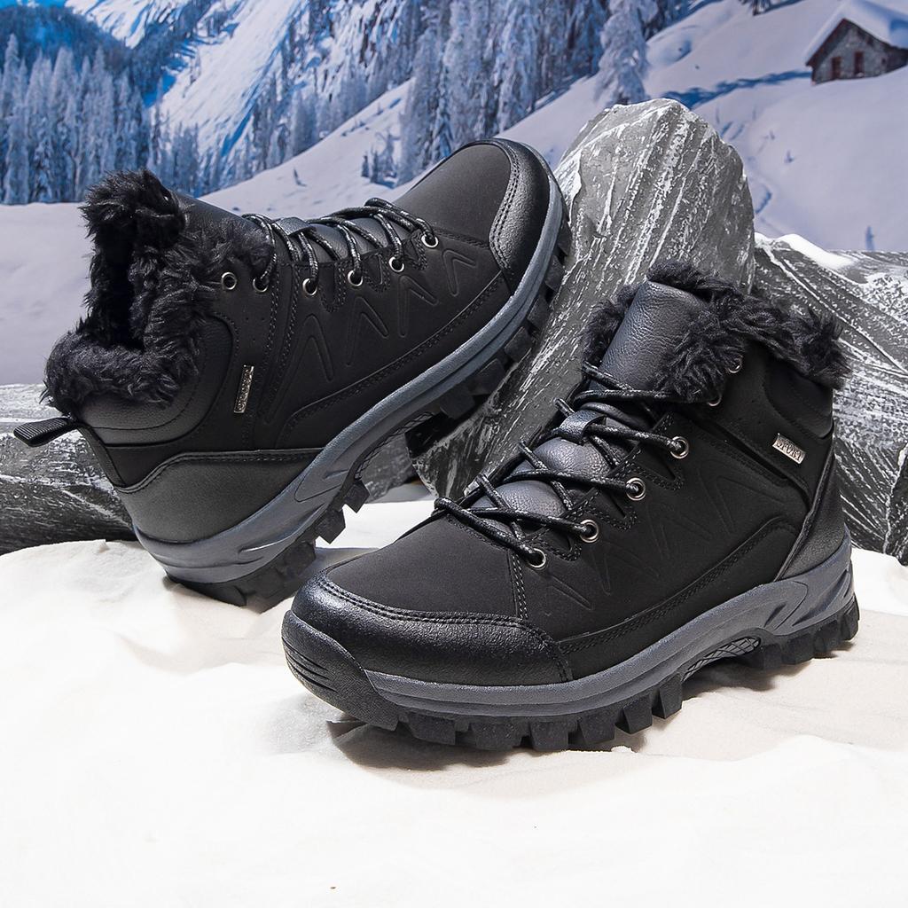 Winter Hiking And Leisure Hiking Shoes For Men Comfort Plus Velvet High-Top Men's Snow Boots Non-Slip Inside Height Increase