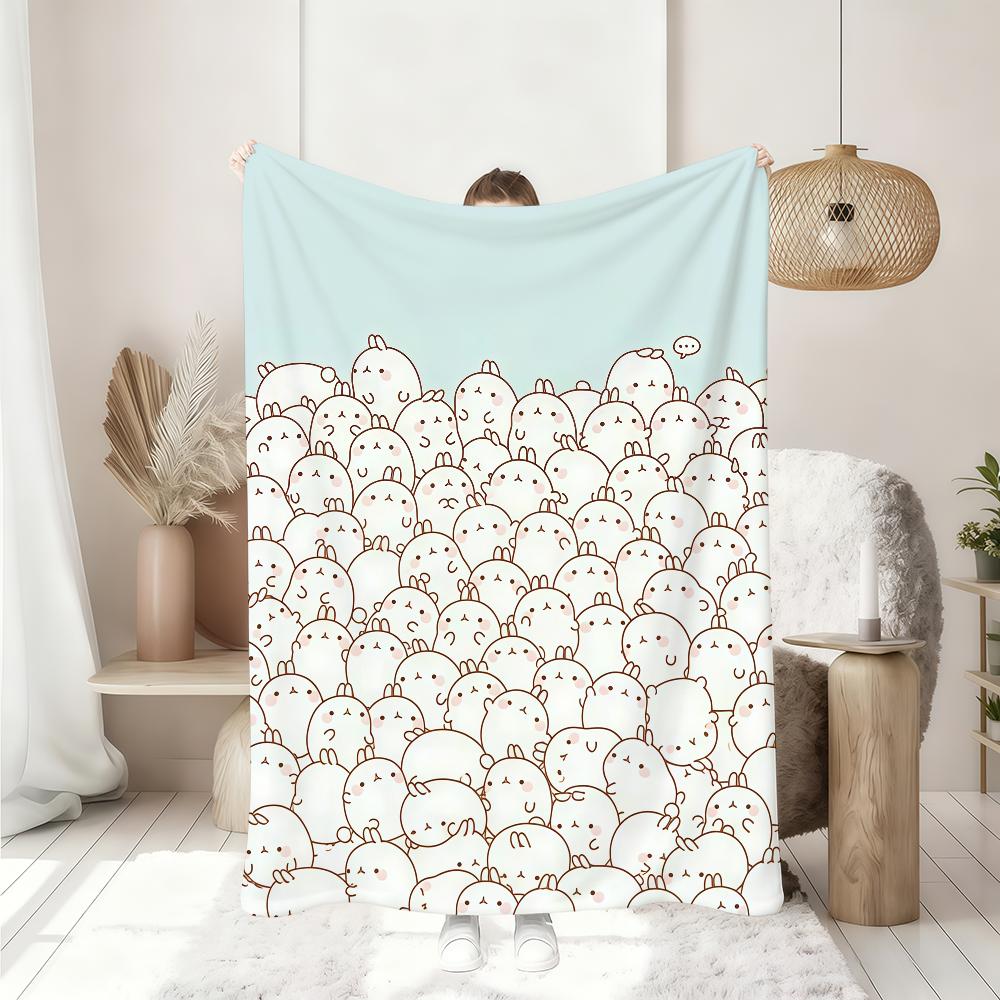 Interessante Cartone Animato M Molang G Coperta Morbida Coperta Plaid per Casa Camera da Letto Letto Divano Picnic Viaggio Ufficio Coperta Copri Riposo Regalo