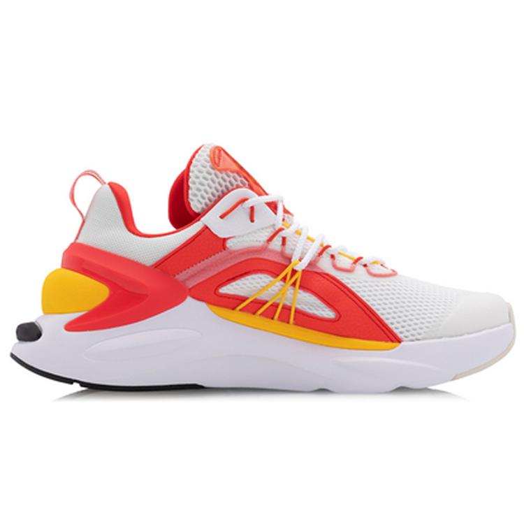 New LiNing Fire Cushioning Rebound Low Top Casual Shoes Men's White Red Yellow AGLQ059-1