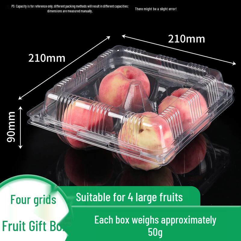 Thickened Disposable 4-Compartment Plastic Fruit Containers
