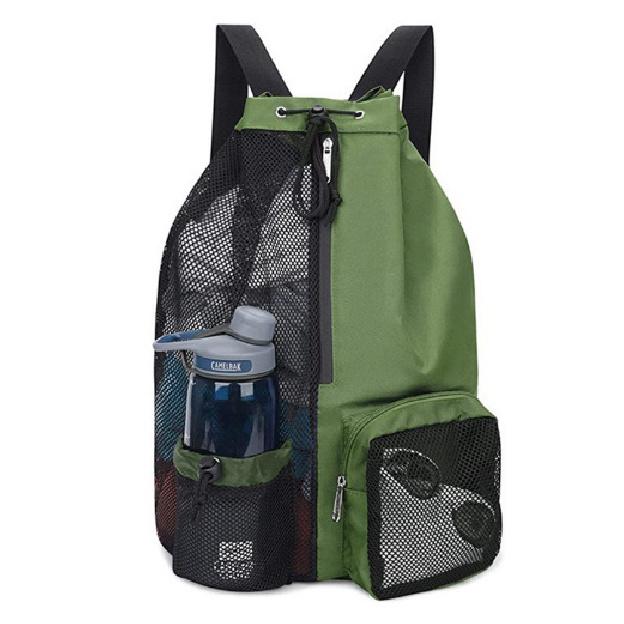 Neue Schwimmtasche Netz-Rucksack mit Kordelzug Gürtel Nassbeutel Strandrucksack Fitnessstudio und Trainingsausrüstung