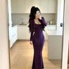 Pure desire to show body sexy hip wrap fishtail suspender dress slim elastic long dress long sleeve cardigan two-piece set women