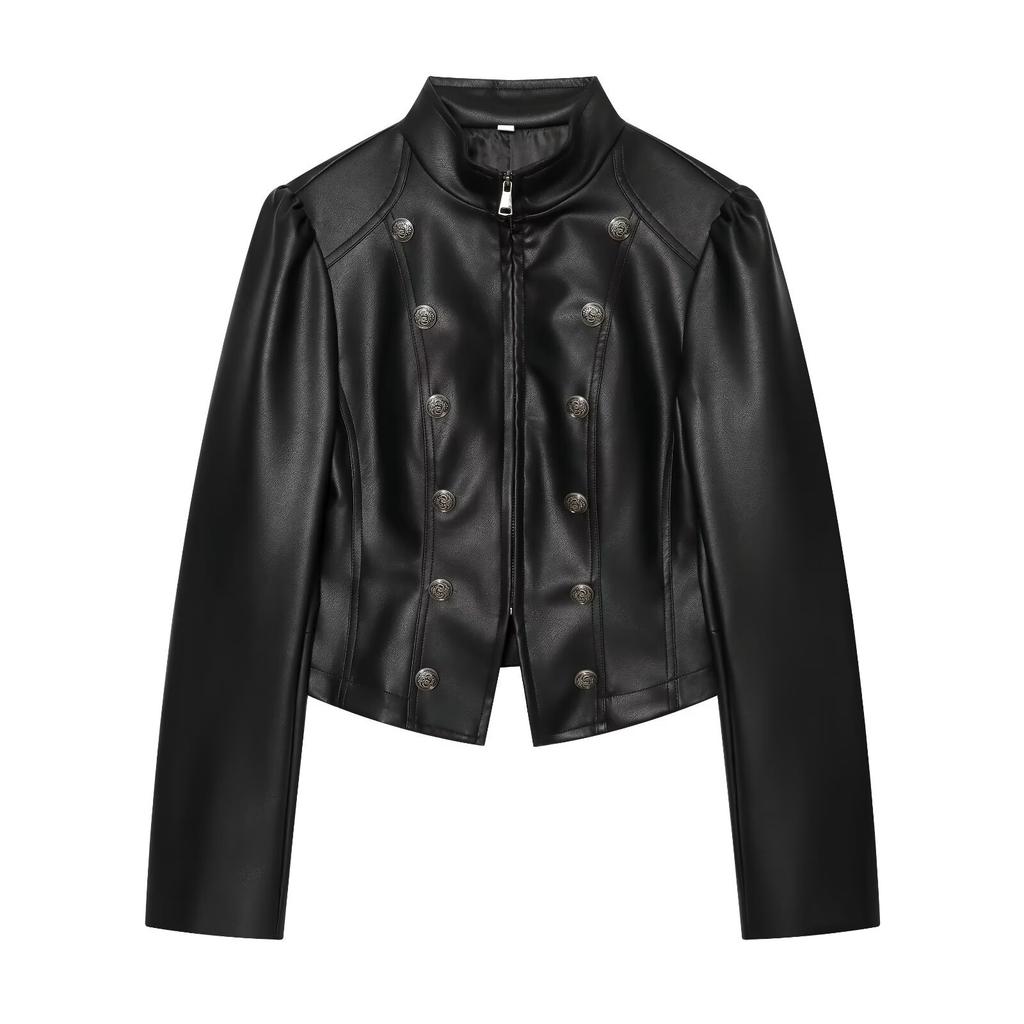 Autumn new slim-fit button-up long-sleeve casual elegant zip-up coat 2749677