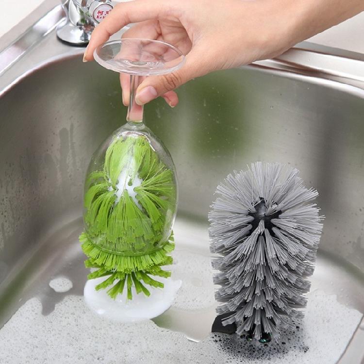 Kitchen Vertical Suction Cup Sink Cup Brush Glass Cleaning Scrub Tool Kitchen Bottle Cleaning Washing Brush