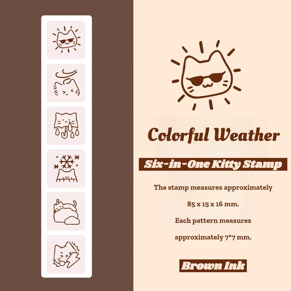 Süßer Katzen-Emoji-Stempel Serie „Alltag Arbeit Gute Laune“ Cartoon Mini-Musterstempel für Journaling Planer DIY Scrapbooking Deko