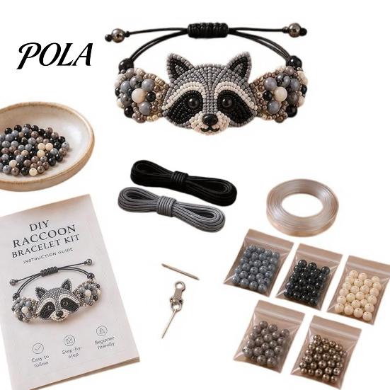 Personalisierte Schmuckzubehörteile DIY Armband-Herstellungsset, Set mit bunten Perlen und Tier-Anhängern, Handgemachtes Bastelset für Erwachsene