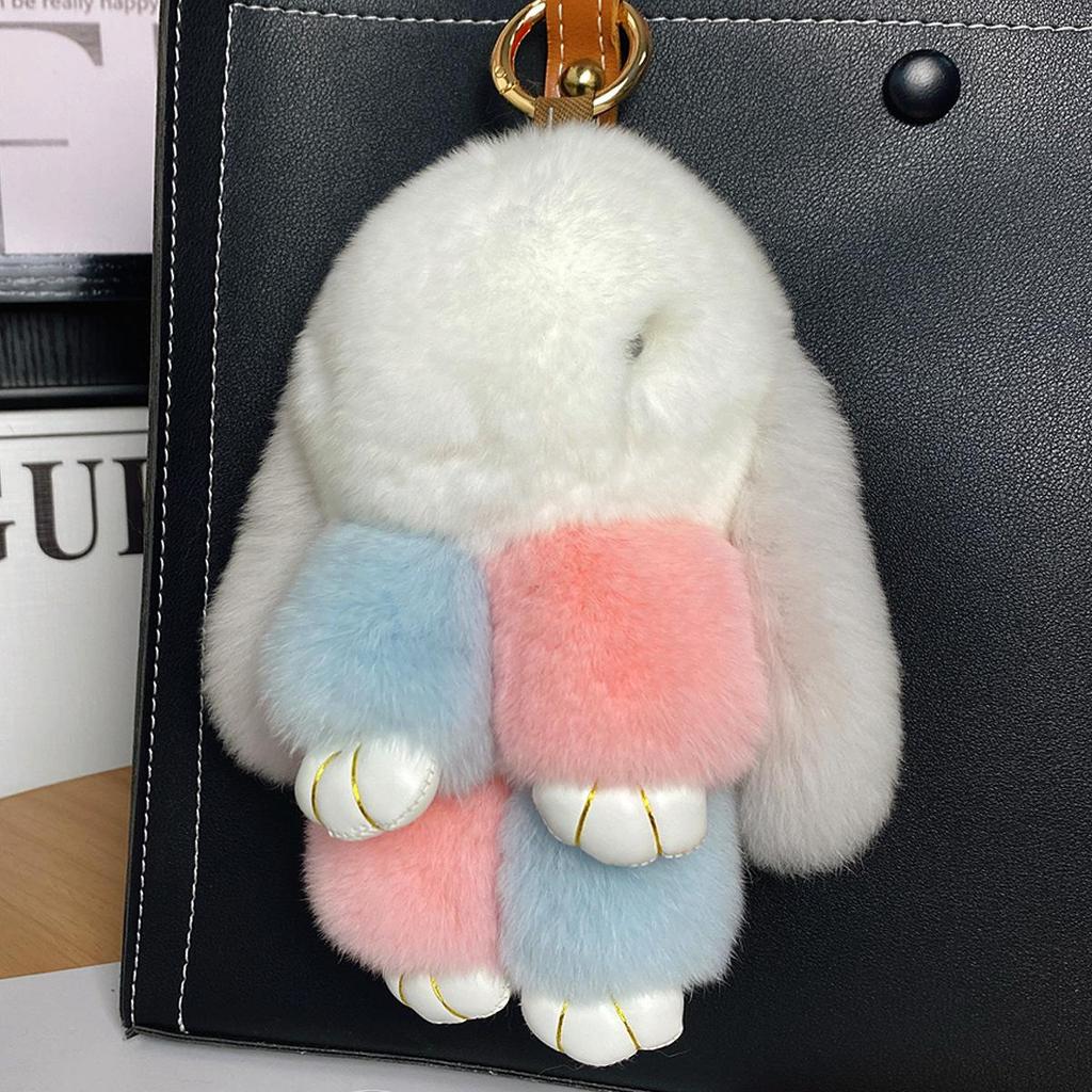 Mini Rex Rabbit Fur Pom Pom Keychain Bag Charm Keyring