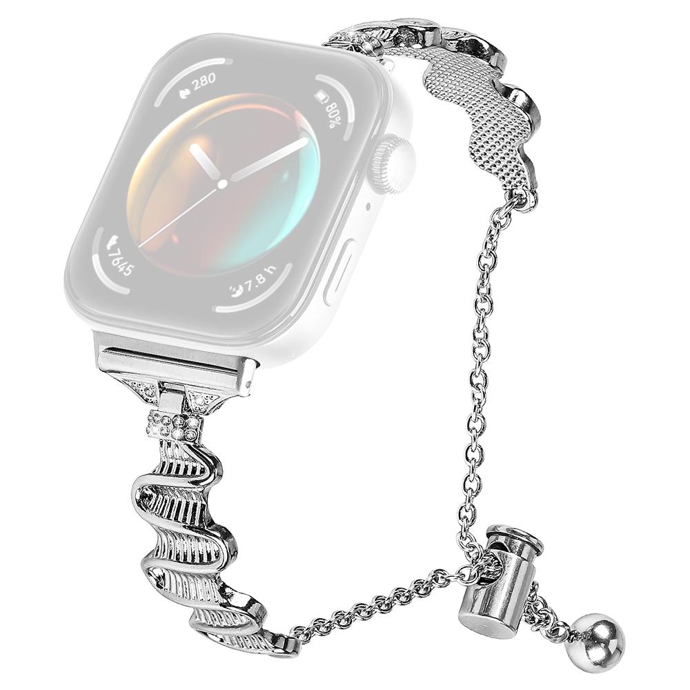 

For Huawei Watch Fit 3 Rhinestone Decor Wave Shape Sliding Bracelet Watch Strap Silver