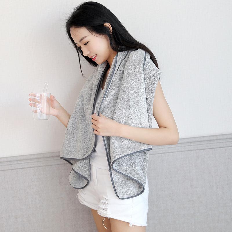 Antibacterial Bamboo Charcoal Bath Towel - Water Absorbent, Quick-Drying Coral Fleece, Large Size