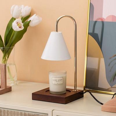 Aroma Diffuser Candle Warmer Lamp Desk Lamp Solid Wood Base Candle Heating Lamp Aromatherapy EU Plug Wax Melting Light