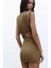 2025 Summer Sleeveless Slim Fit Mini Dress with Round Neck and Waist Cutout for Women
