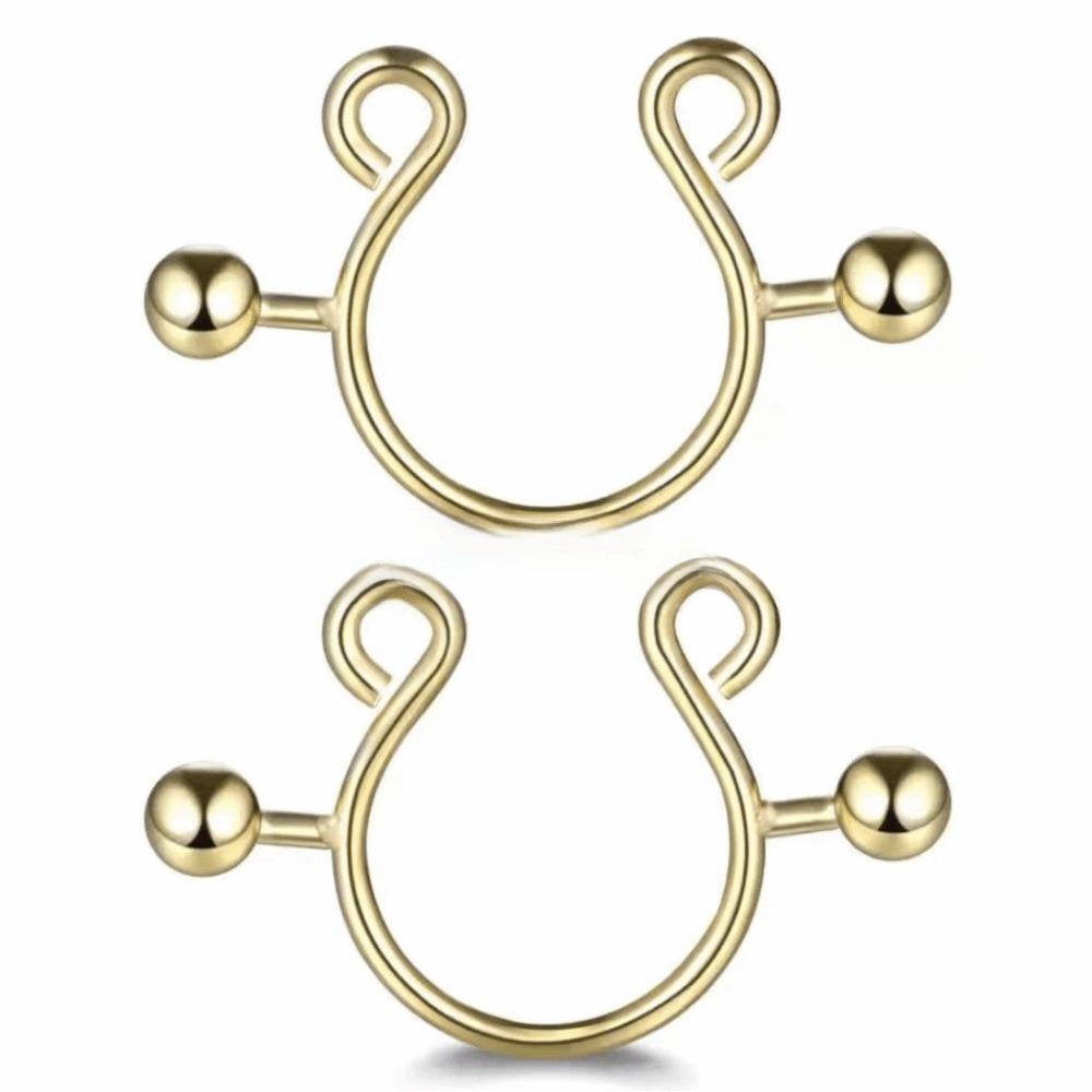2 stuks/set Stalen Nep Tepel Niet-doorborende Ringen Niet-doorborende Lichaamssieraden Lingerie Matching