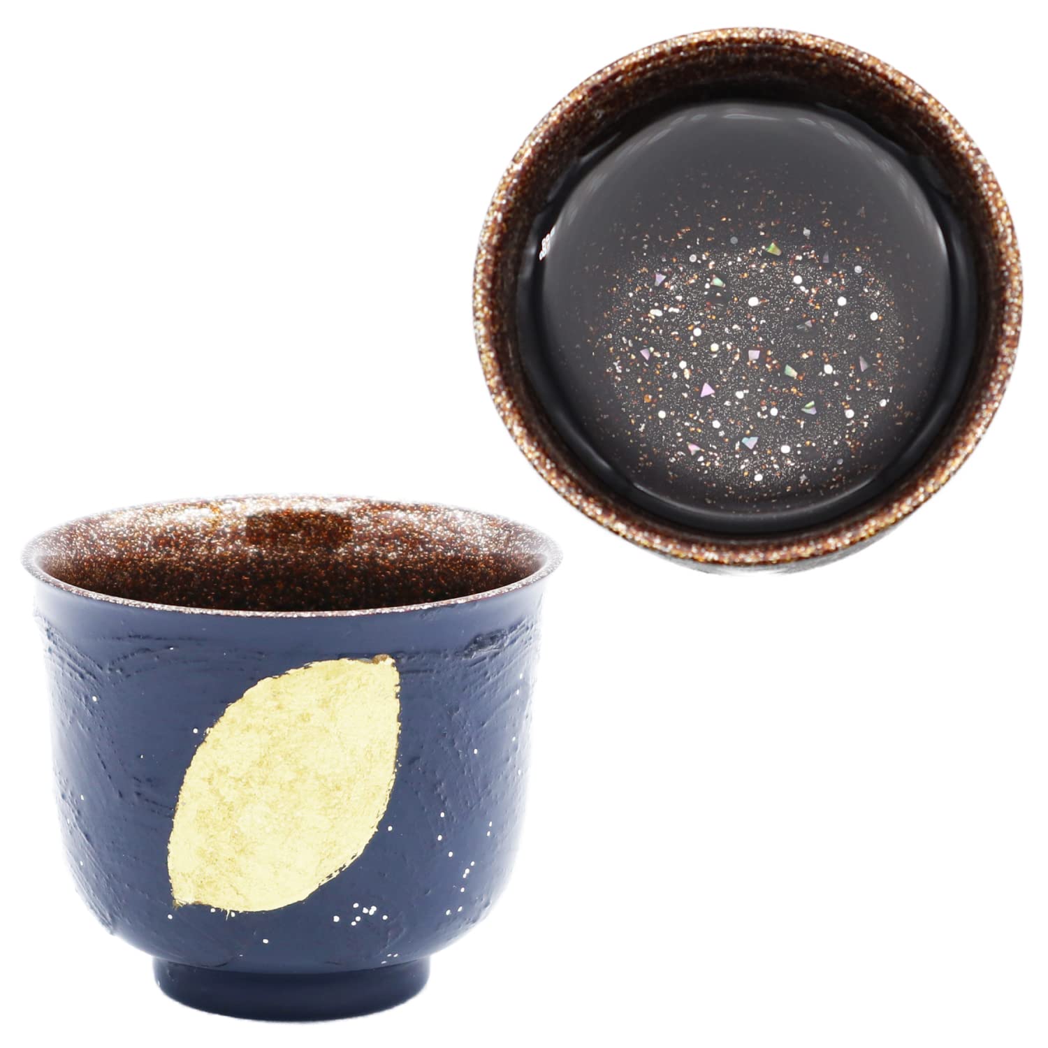 

Kasyou Studio Hanasei Kobo Urushi Health Sake Blue Moon Small Sake Made in Japan Cup, (Gold), Cup, Gift,