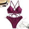 2026 New Wine Red Braided Straps Bikini Cross Back Brazilian Bikinis Set Biquini Swimsuit Swimwear Women Bathing Suit