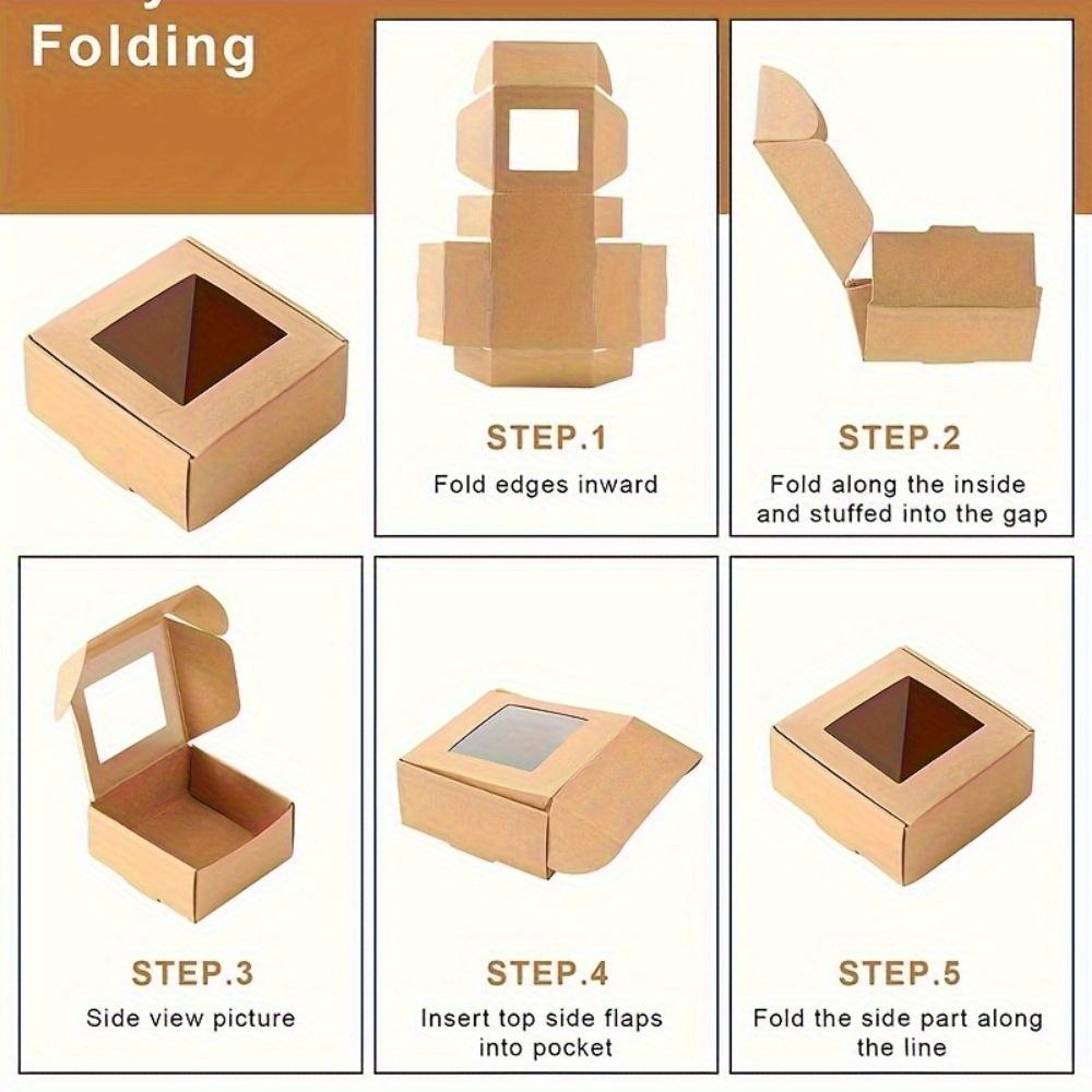 25pcs Mini Kraft Paper Gift Boxes with Clear Window for Soap Treats Bakery Candy Packaging for Wedding Favors Party Supplies Handmade Crafts