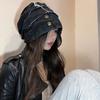 Vintage Distress Denim Pullover Cap Korean Style Loose Beret Fashion Washed Denim Beanie  Unisex
