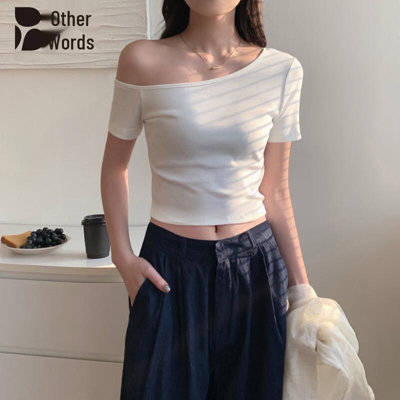 Women s Ribbed Off-Shoulder Short Sleeve T-Shirt M