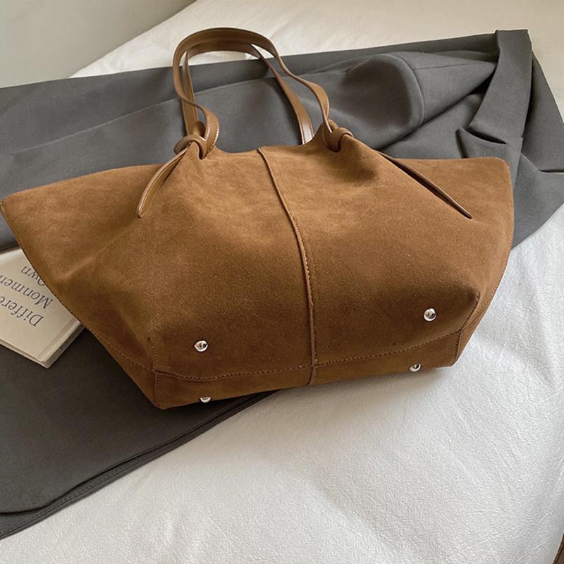 Light Luxury Brand Designer Wing Bag Frosted Suede Tote Bag Solid Color Versatile Large Capacity Women Storage Underarm Bags