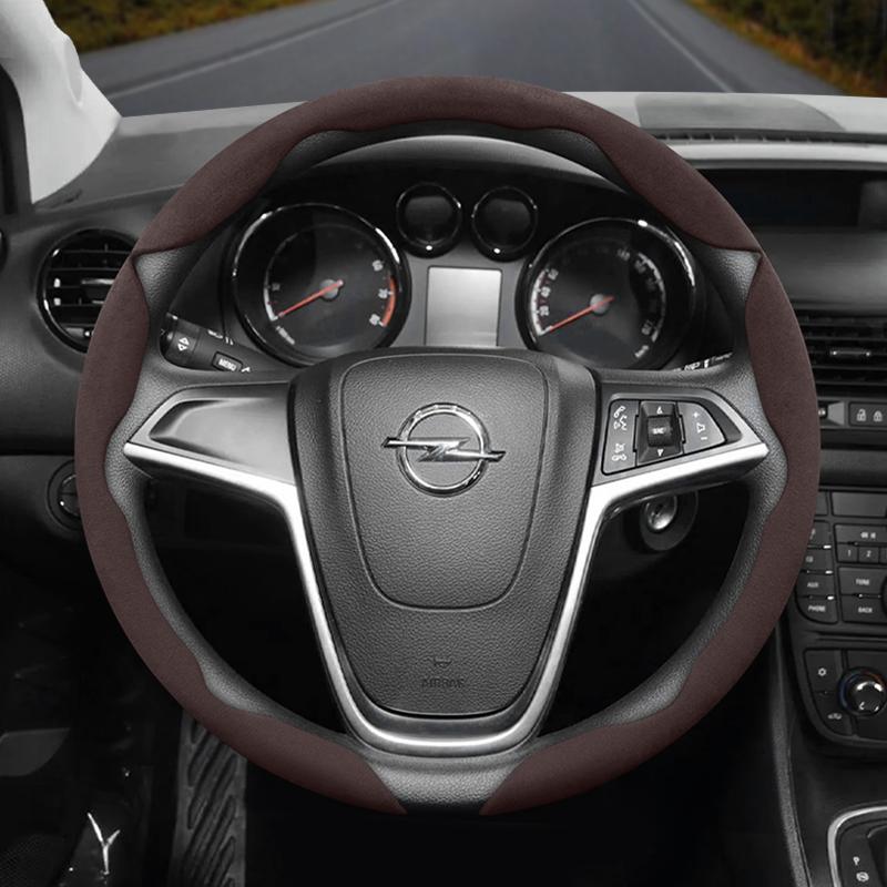 Suitable for Opel Anti-Slip Buckle Segmented Suede Steering Wheel Cover Suitable for Astra H Gtc J Insignia Corsa D E Mokka Vectra C K Zafira B 