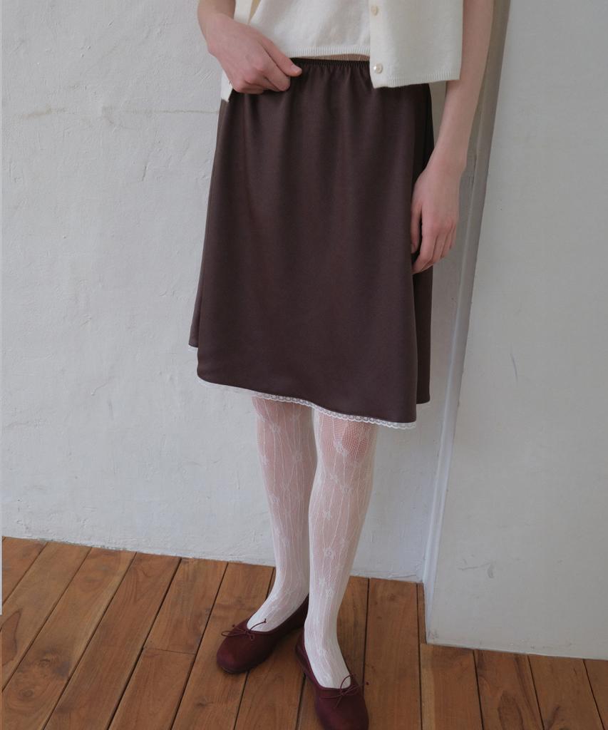 Aueonoseuteljia Lace Satin Midi Skirt_Plum Purple(O26Sk01)