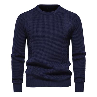 Neuer Herbst- und Winter-Herrenpullover Waffel einfarbiger Pullover hochwertige Herrenbekleidung