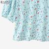 ZANZEA Women Casual V-Neck Summer Half Sleeve Floral Blouse
