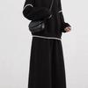 "Free To Go" Winter Lazy Round Neck Contrast Edge Sweater & Skirt Set