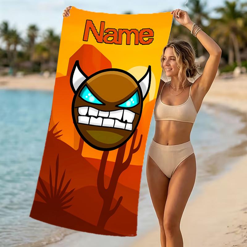 Customizable Personalized Beach Towels Geometry Dash Themed designs.Suitable for the Beach, Yoga, Sports;ideal As Beach Accessories