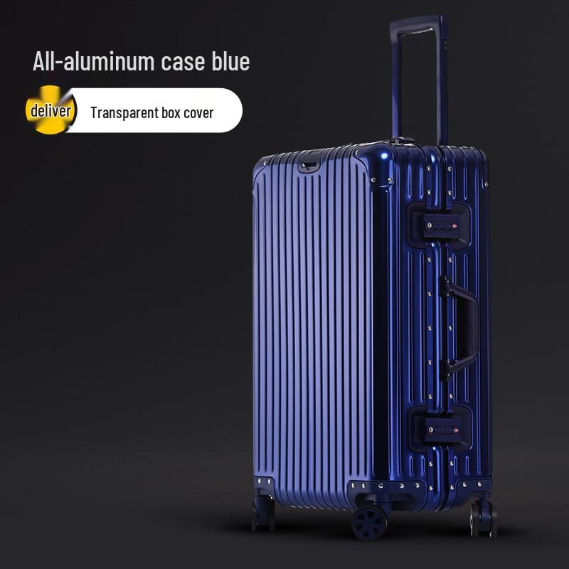 Aluminum Magnesium Alloy Trolley Case 20: Business Metal Carry-on Leather Travel Luggage