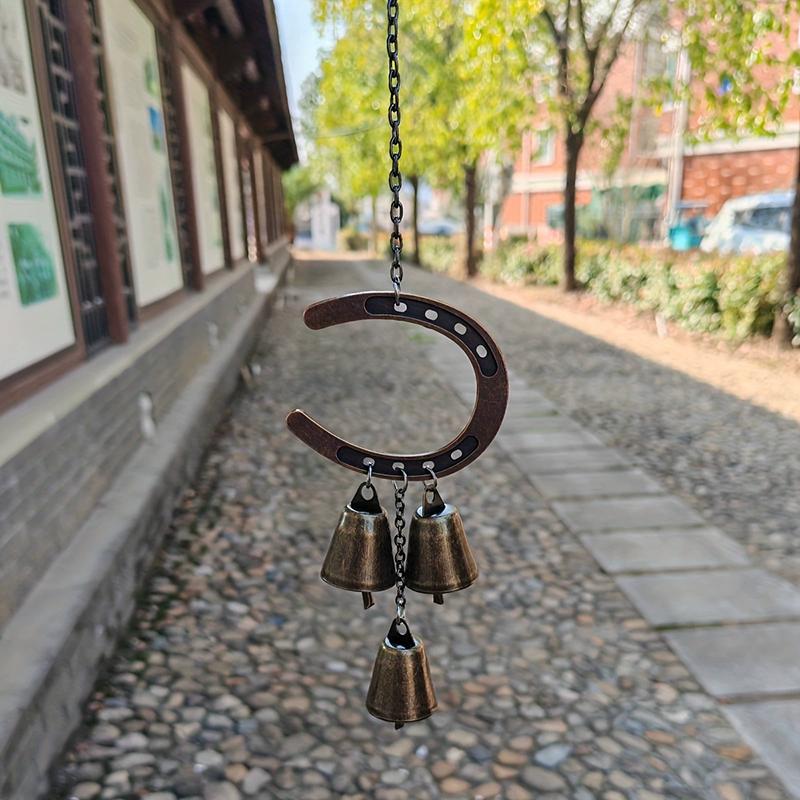 

WTEMPO Two Bells/Three Bells Creative New Retro Metal Horseshoe-shaped Wind Chimes Home Decoration Hanging Pendants Decorative Bell Handicrafts 2pcs