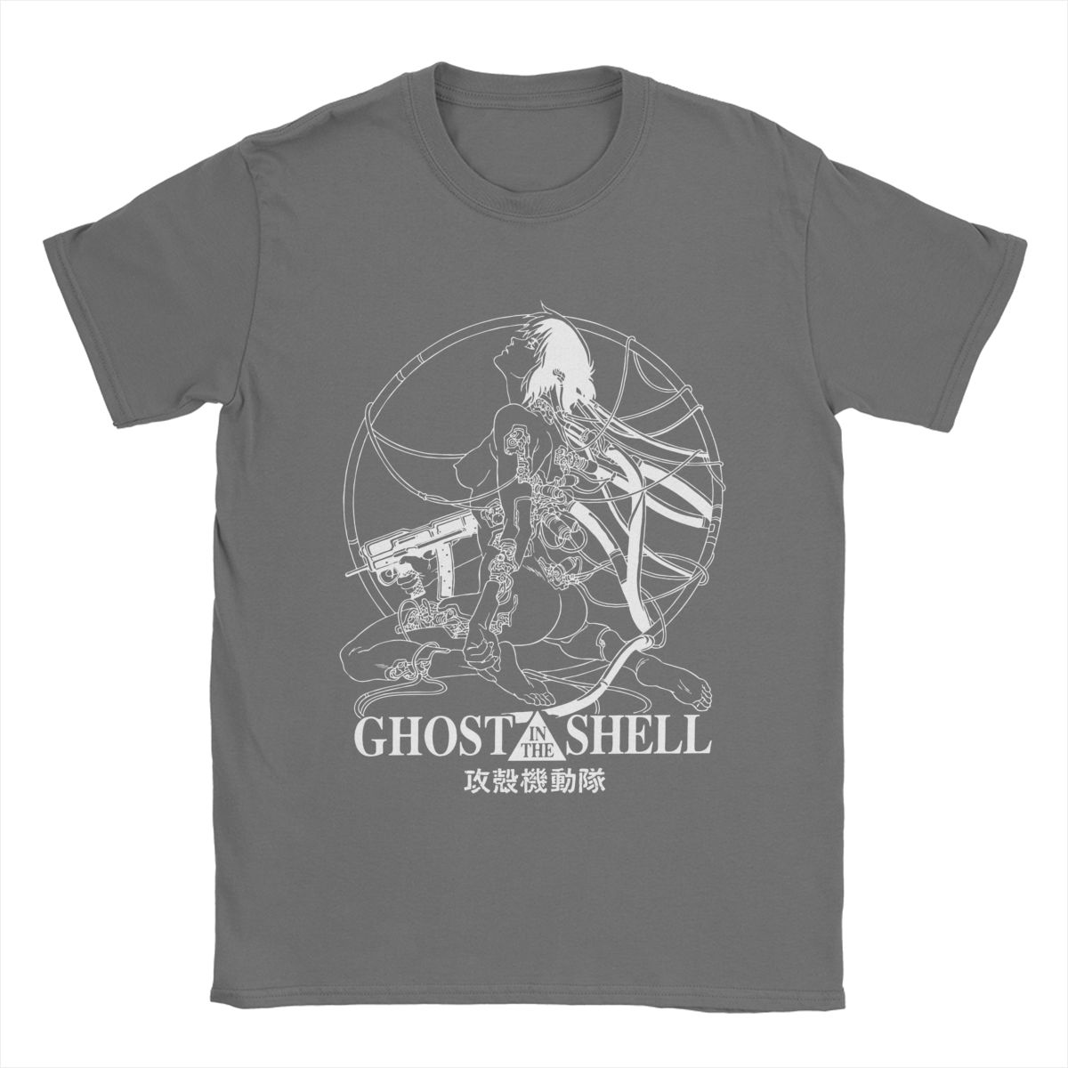 Футболки Ghost Soldier Ghost In The Shell Мужские Аниме Манга Смешные Хлопковые Футболки Круглый Вырез Короткий Рукав Футболки 4XL 5XL Одежда S