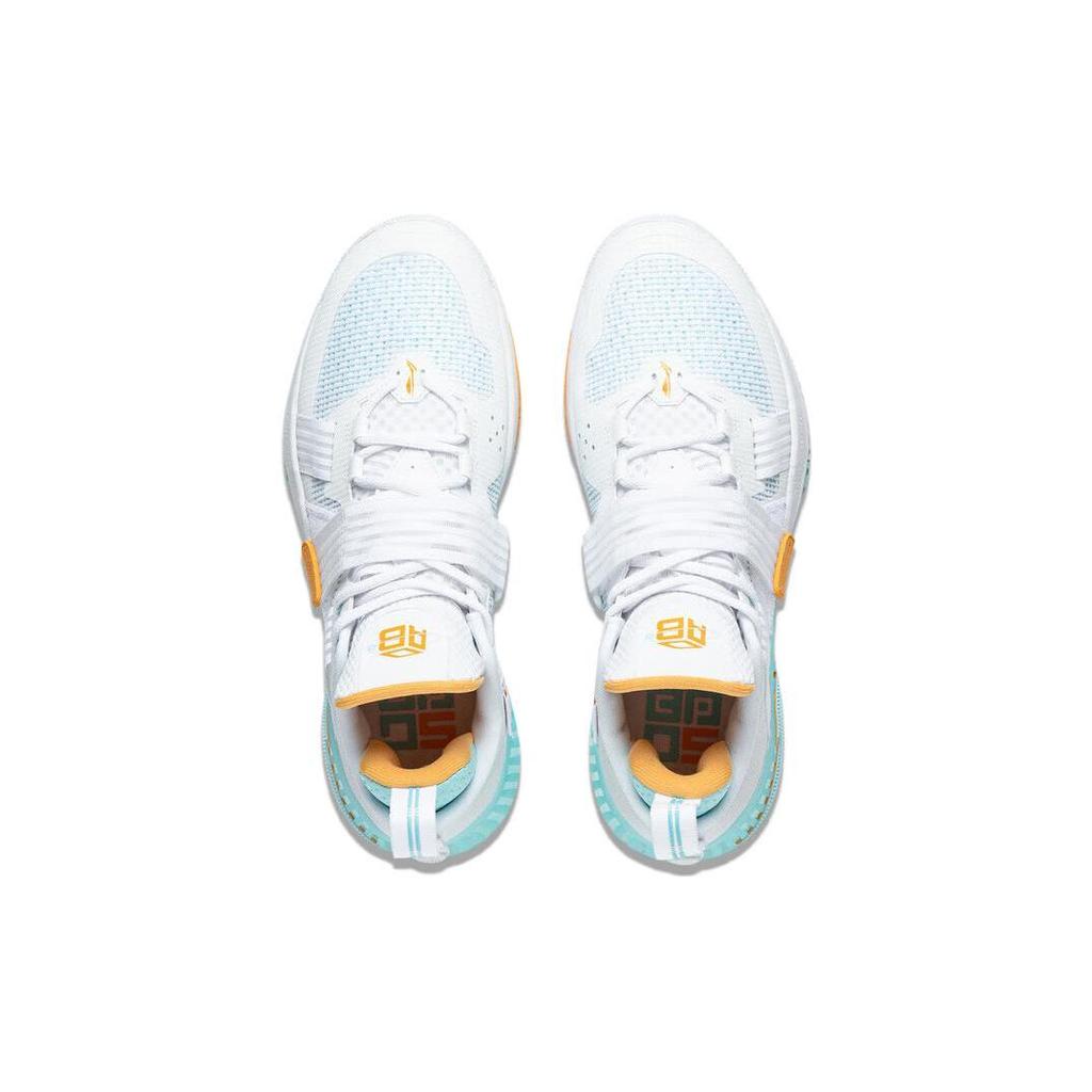 Li Ning Fury Flat Abrasion Resistant Low top Basketball Shoes Men's White Cyan ABFT019-5