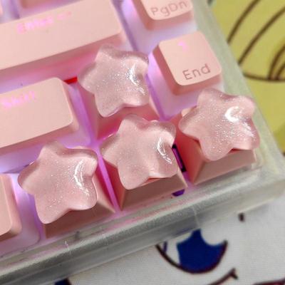 4Pcs Cute Star Keycaps Sweet Translucent Girl Personalized Gift Key Cap For Mechanical Keyboard Accessories