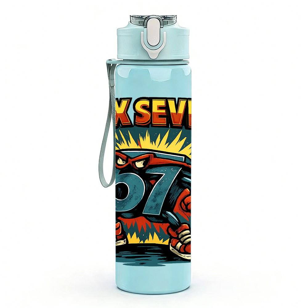 1PC May Seven 67 Graffiti Letter 750ml Color Plastic Sports Water Bottle Leakproof Flip Straw Lid Suitable for Sports Office Home Use