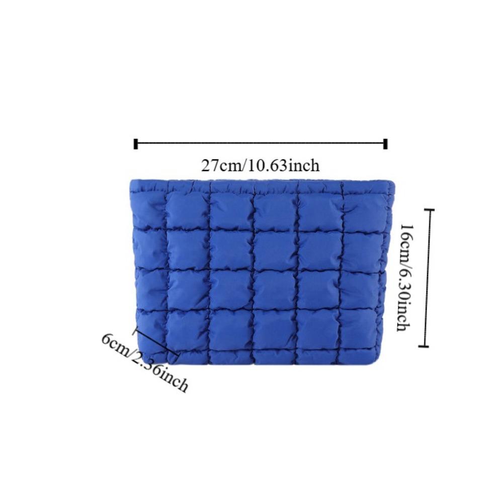 Puffy Cotton Clutch Bag Storage Bag Cosmetic Bag Portable Quilted Padded Makeup Bag  Women