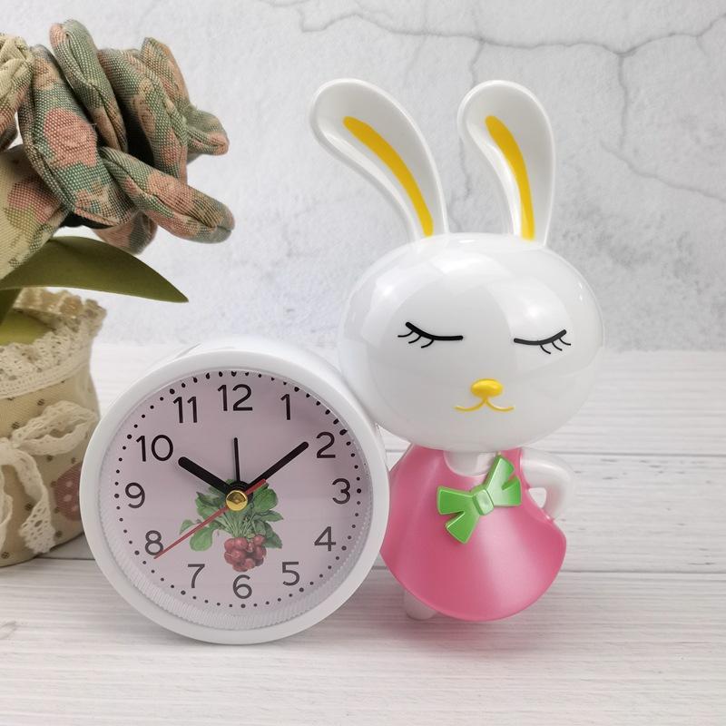 Cute children's alarm clock mute bedroom bedside clock cute rabbit student cartoon clock home clock DC030