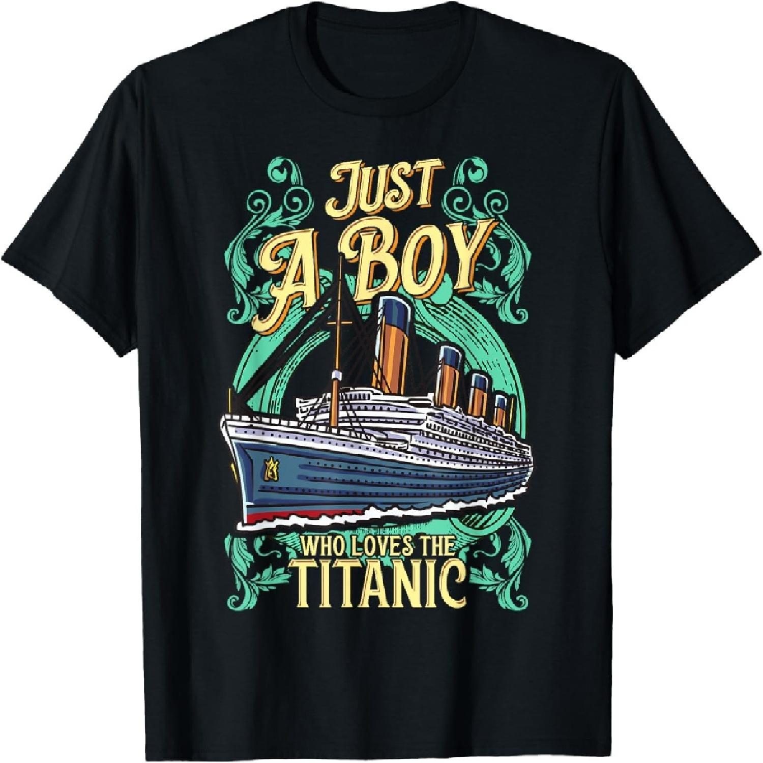 

Just A Boy Who Loves The Titanic Vintage Ship Titanic Lovers T-Shirt XXXXXL чорний