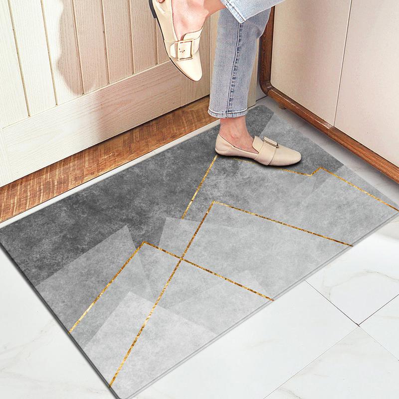 Šedá geometrická abstraktní houbová rohožka Protiskluzová latexová podložka Super absorpční pro vnitřní toaletu Koberček k posteli Podložka na podlahu