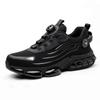 Flying Woven Labor Insurance Shoes Men Anti Smashing Anti Piercing Breathable Comfortable Button Labor Insurance Shoes Wear Resistant Shoes Soft Sole