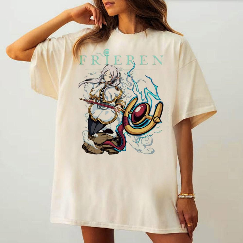 Frieren t shirt female kawaii anime University Pop Culture Vintage Graphic tshirt Psychedelic Grunge anime 80s